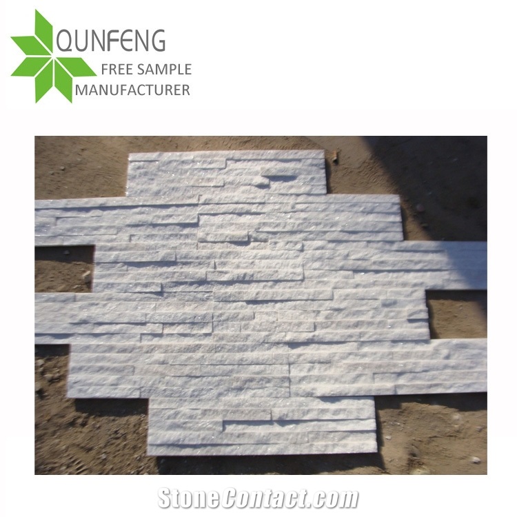 Popular Stone Wall Panel White Quartzite Ledgestone Veneer,Shinning Quartzite Stacked Stone Wall