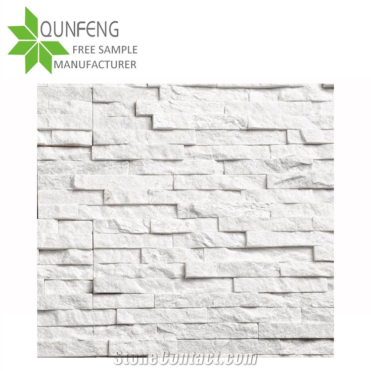 Popular White Quartz Stack Stone Veneer Decorative Stone Wall,Z-Clad Ledge Stone