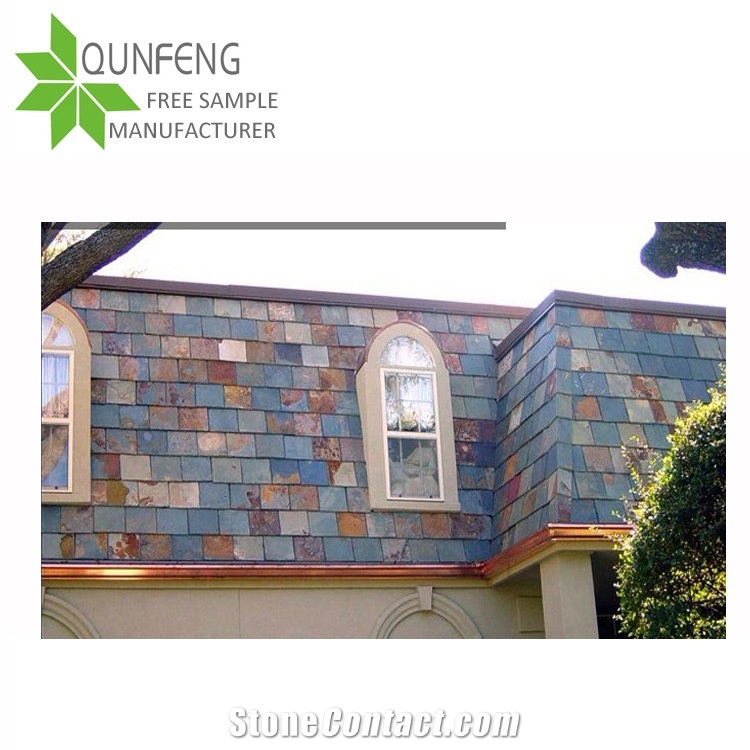 Split Surface Rectangular Shape Multicolor Brown Slate Roof Tiles