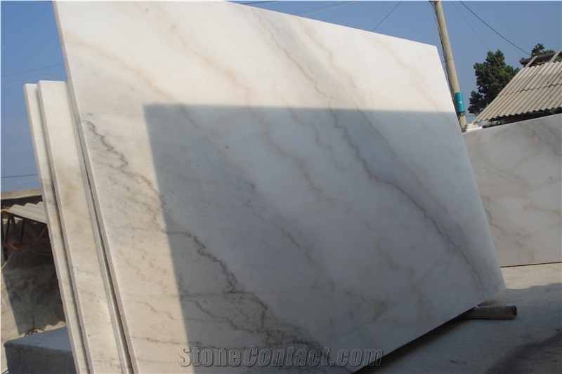 Guangxi White Marble Slabs/Tiles with Beige Veins