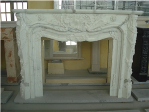 China Natural Stone Fireplaces,White Marble Sculptured Designfireplace