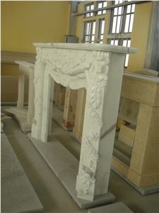 China Natural Stone Fireplaces,White Marble Sculptured Designfireplace