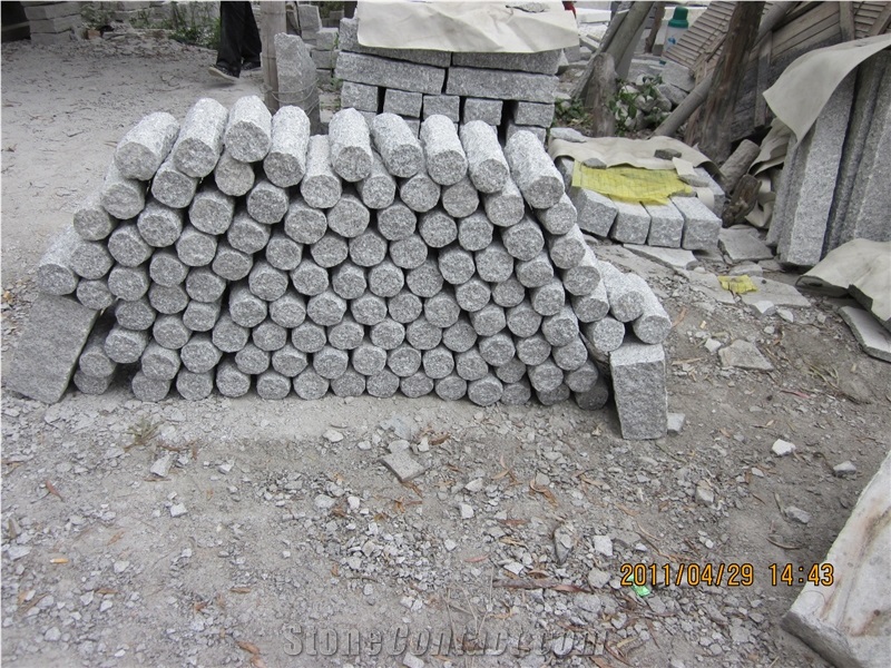 G603 Circular Cylinder, Bianco Sardo Grey Sardo Granite Standard Palisade, Chinese Grey Pillars