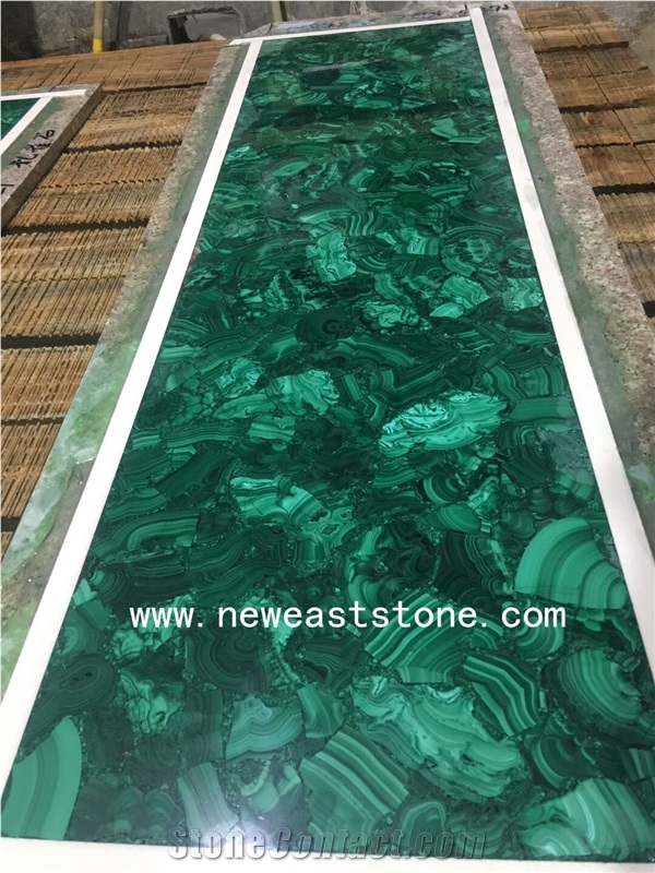 Green Malachite Large Semi Precious Stone Panels/Semi-Precious Table Top