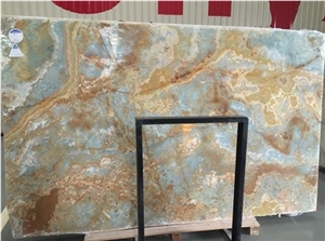 High Grade Natural Stone Polished Blue Onyx Slab for Floor and Wall