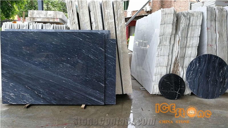 China Blue Wave Polished Finished Marble Tiles & Slabs/Meteor Rain/Starry Night Snow/Floor/Wall/Cheap Project Big Quantity