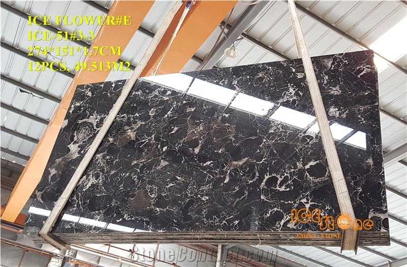 China Century Black Ice Marble, Chinese Ice Flower Slabs,Interior Wall and Floor Applications,Wall Capping,Stairs,Window Sills,Own Factory