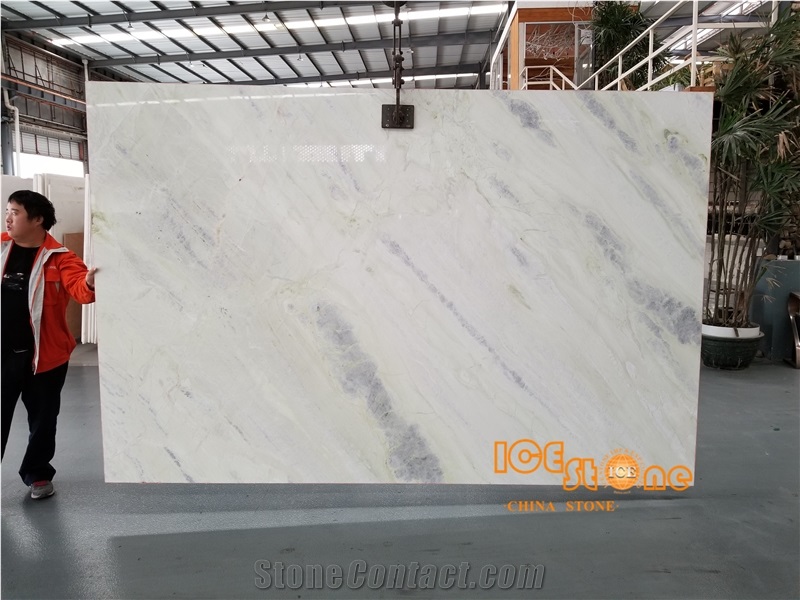China Light Jade Hibiscus White Marble Bookmatch Slabs Tiles