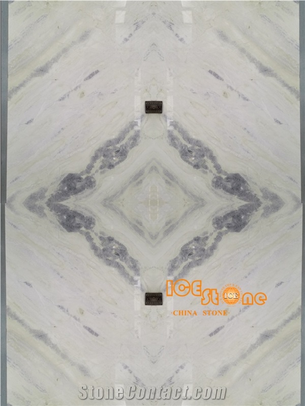 China Light Jade Hibiscus White Marble Bookmatch Slabs Tiles