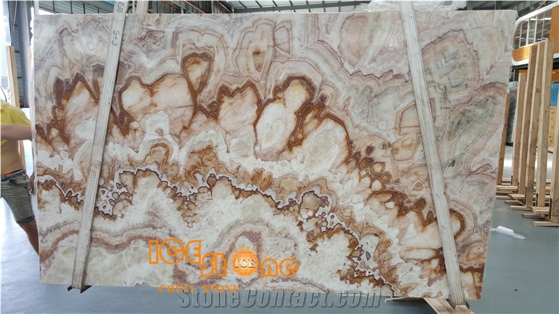 China Rainbow Onyx,Polished, Sawn Cut, Honed,Interior Wall and Floor Applications,Countertops,Wall Capping,Stairs,Window Sills,Nature Tiles & Slabs