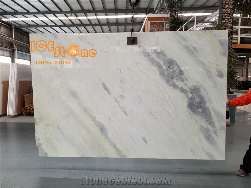 China Special Green Light Jade Marble, Slab, Cut to Size,