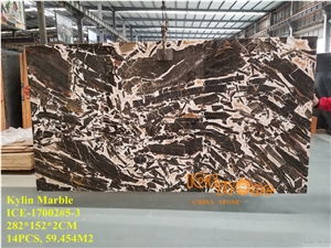 Chinese Antique Rive Brown Polished Marble Tiles & Slabs/China Kylin Black White Wall Floor Covering/Cheap Price Quantity Project/Cream Chocolate