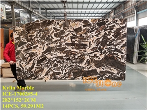 Chinese Antique Rive Brown Polished Marble Tiles & Slabs/China Kylin Black White Wall Floor Covering/Cheap Price Quantity Project/Cream Chocolate