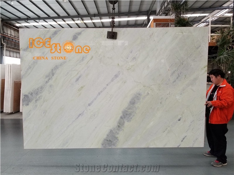 Light Jade Marble Slab and Tile Bookmatch for Wall Cladding