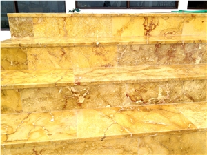 Hand Carved Jerusalem Gold Limestone Stairs & Steps
