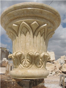 Hand Carved Jerusalem Stone Columns