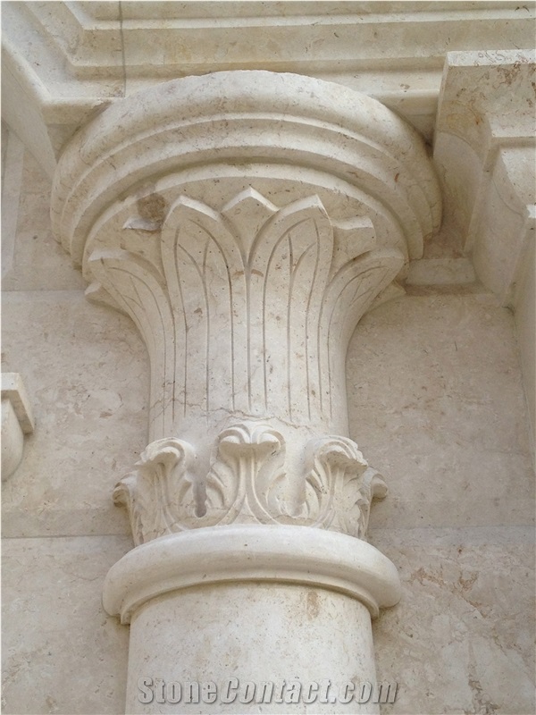 Luxury Hand Carved Jerusalem Stone Architecture Columns
