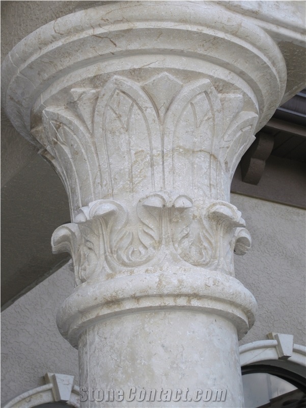Luxury Hand Carved Jerusalem Stone Architecture Columns