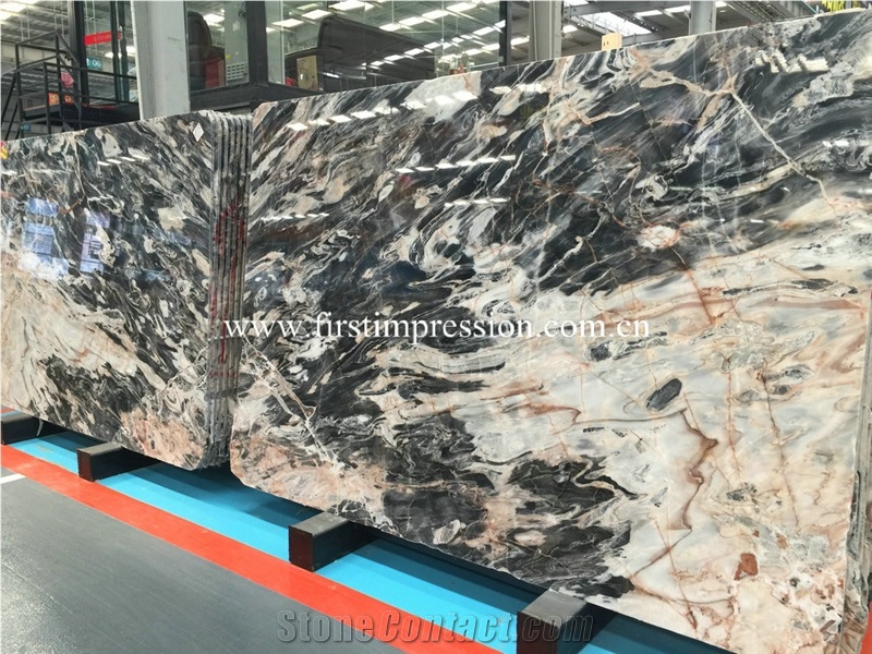 China Venice Black Marble/ Louis Black Slabs/ Louis Black/ Nice Decorated Stone/ Good for Project/ Bookmatch/ Interior Wall and Floor Covering