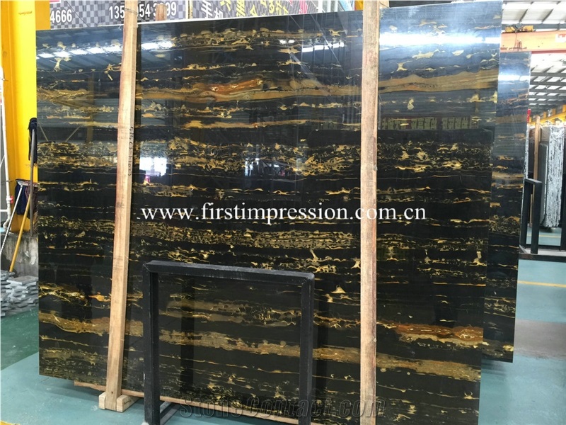 Hot Sale Zhizun Black Gold Flower Marble Slabs & Tiles/ Black Polished Marble Flooring Tiles/ Covering Tiles/ Marble Slabs for Wall Cladding