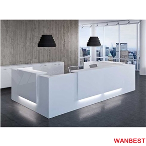 China Factory White Lighted Office Hotel Shopping Mall Reception Desk