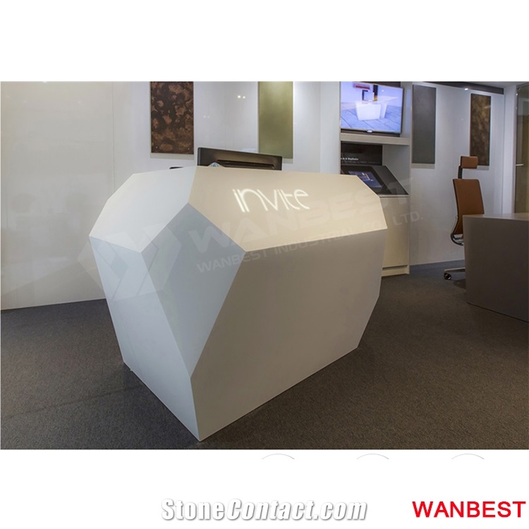 Custom Small White Artificial Marble Spa Clinic Shop Reception Desk