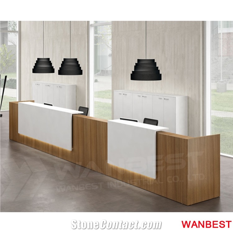 Fancy Design Solid Surface Wood Led Salon Hospital Bank Reception