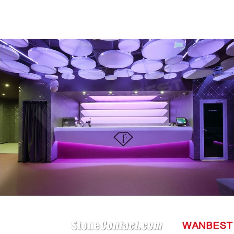 High Glossy Led Artificial Marble Hotel Spa Reception Desk