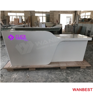 Luxury Artificial Stone White Led Clinic Bank Spa Lobby Reception Desk