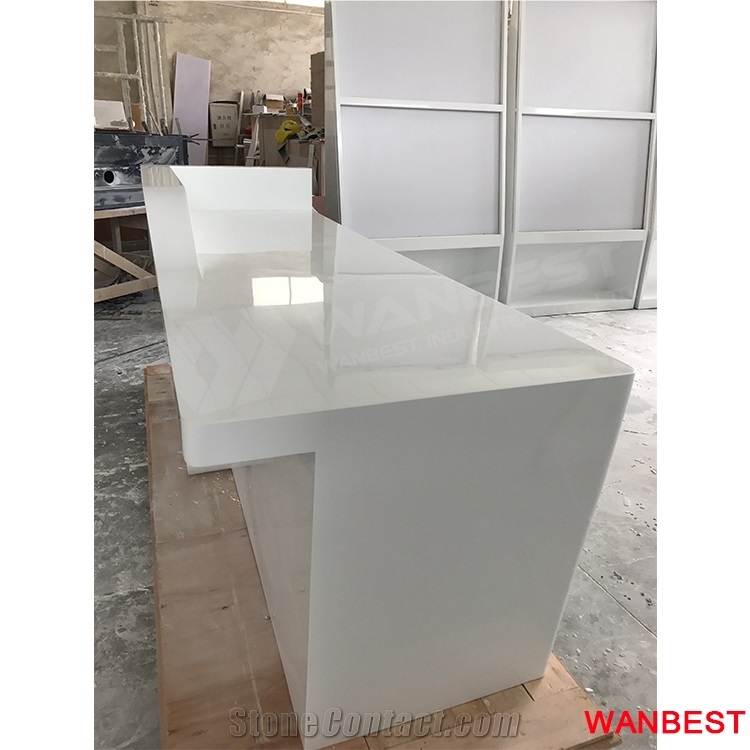 Luxury Artificial Stone White Led Clinic Bank Spa Lobby Reception Desk