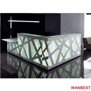 Luxury Solid Surface Lighted Hotel Nail Salon Office Reception Desk