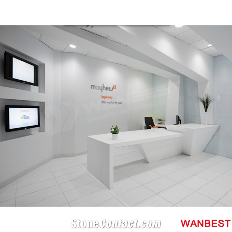 Modern Artificial Stone White Office Spa Reception Desk
