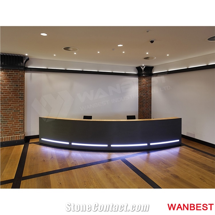 Modern Black Led Solid Surface Nail Salon Office Hotel Reception Desk