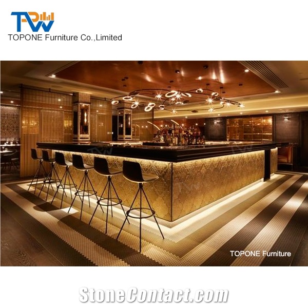 Artificial Marble Stone Customized Led Bar Counter Tops Design, Interior Stone Acrylic Solid Surface Led Bar Counter Design Tops Oem Design Furniture