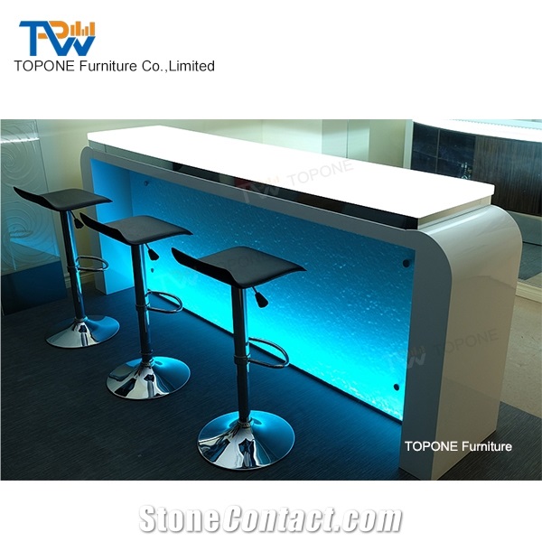 Artificial Marble Stone Simple Design Home Bar Counter Tops, Interior Stone Acrylic Solid Surface Home Led Modern Bar Counter Tops Desk Stone Factory