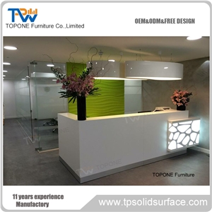 China Factory Office Furniture Acrylic Solid Surface White Reception Counter Tops, Interior Stone Acrylic Solid Surface Office Reception Counter Desk