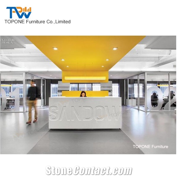 Good Quality Hotel&Beauty Salon Reception Counter Tops, Artificial Marble Stone Salon Furniture Reception Desk Tops Design Stone Furniture Design Oem