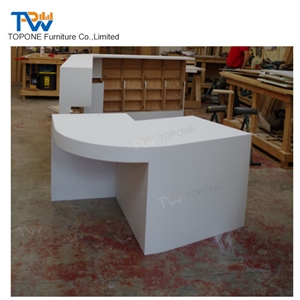 L Shape Acrylic Solid Surface Clinic Furniture Front Table