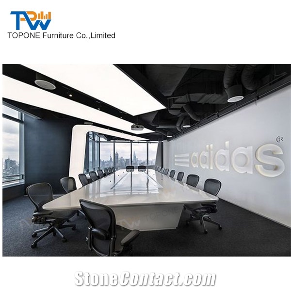 Luxury Marble Stone Office Furniture Conference Table Tops Design, Interior Stone Solid Surface Meeting Room Table Tops Stone Furniture Factory Oem