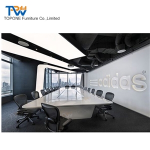 Luxury Marble Stone Office Furniture Conference Table Tops Design, Interior Stone Solid Surface Meeting Room Table Tops Stone Furniture Factory Oem