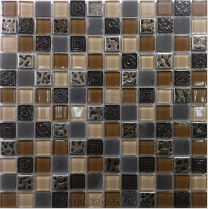 Crystal Glass Mix Resin Wall Mosaic Tile