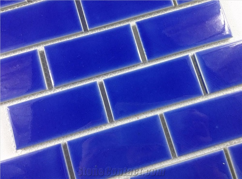 Random Brick Blue Swimming Pool Mosaic Tile