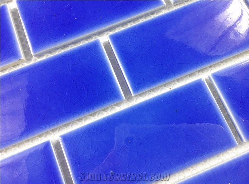 Random Brick Blue Swimming Pool Mosaic Tile