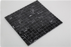 20x20 mm Chinese Black Nero Marquina Marble Square Mosaic