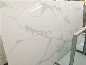 Artificial Calacatta Carrara White Quartz Marble Engineered Stone