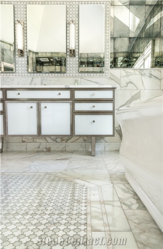Calacatta Carrara White Marble Bathroom Top,Vanity Top Customzied