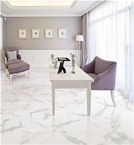 Calacatta Gold White Marble Bathroom Flooring