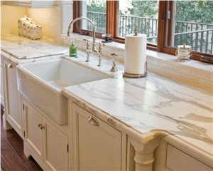 Calacatta Gold White Marble Modern Kitchen Countertop,Islands Top