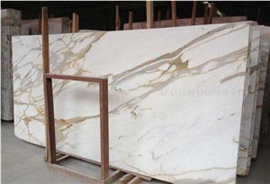 Italy Calacatta Gold Extra White Marble Slabs Polished Tiles