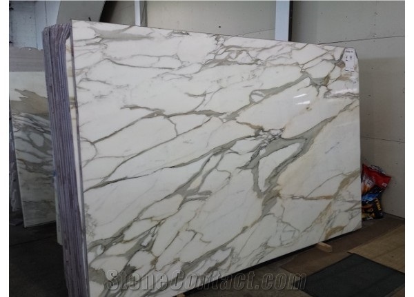 Italy Calacatta Gold Extra White Marble Slabs Polished Tiles